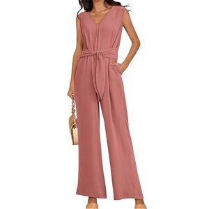 NWOT GAP Pink Sleeveless Jumpsuit with belt strap 0P